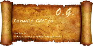 Oszwald Géza névjegykártya